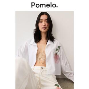 女 衬衫 Pomelo 玫瑰印花纽扣宽松休闲长袖