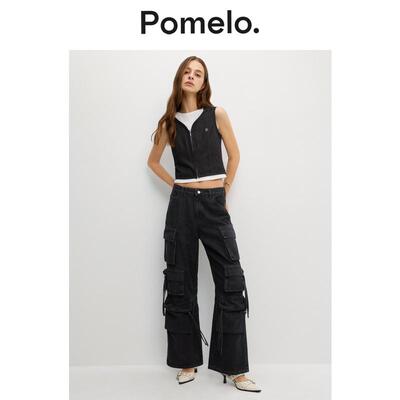 Pomelo 美式高街工装裤女多口袋设计感宽松垂感显瘦直筒裤ins潮