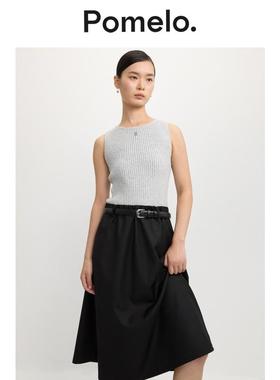 Pomelo 罗纹上衣腰带连衣裙 - 浅灰色