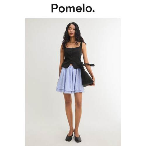 Pomelo 叠层条纹迷你连衣裙 - 黑色