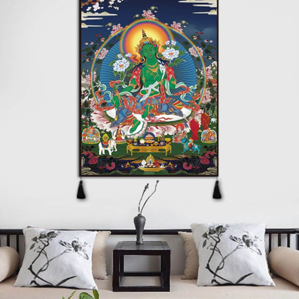 装饰唐卡遮挡走廊壁画毯挂毯挂画佛客厅壁卧室背景墙民族风布画缘图片