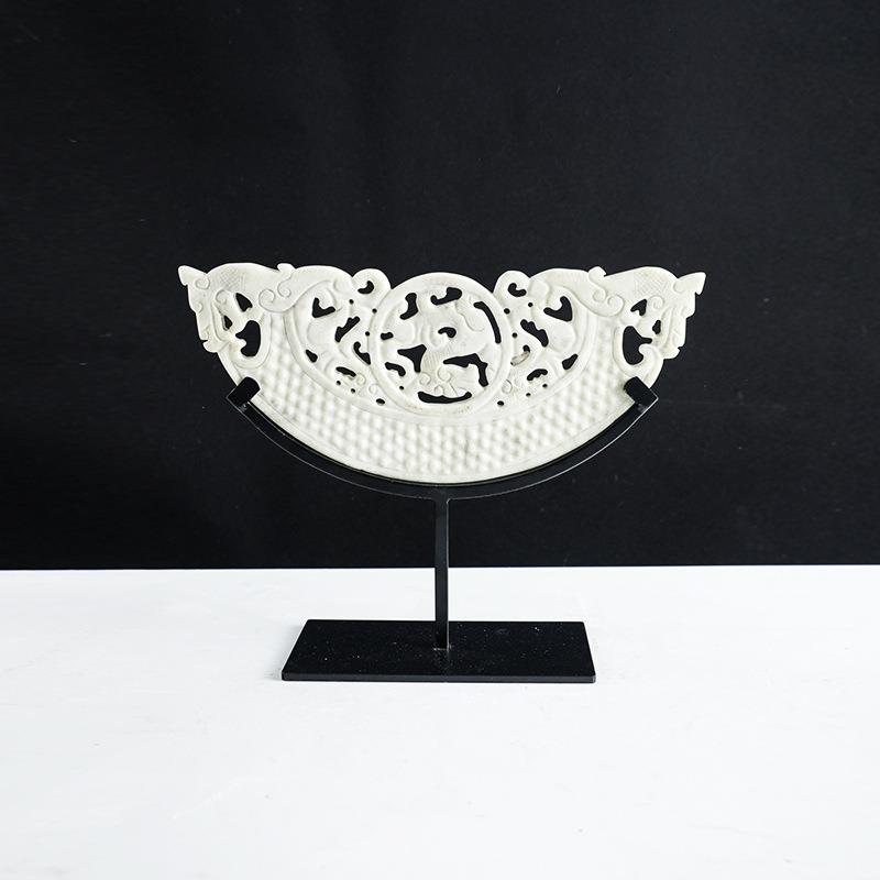 新中式简约创意雕刻玉璧电视酒柜橱窗玄关家居软装酒店样板房摆件