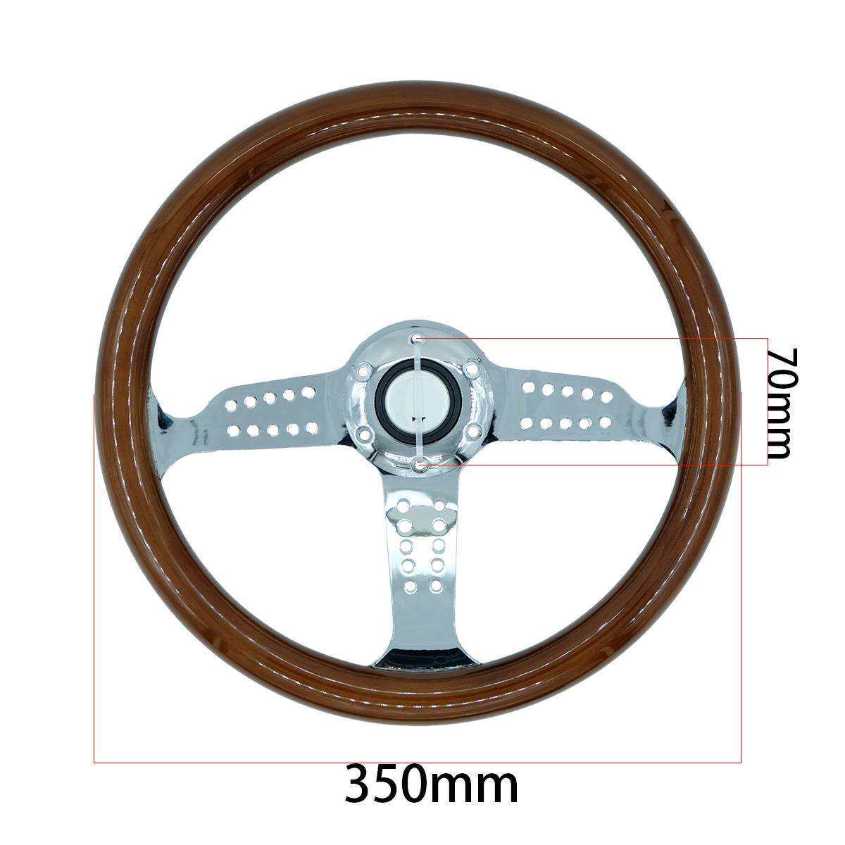 赛车改装 桃木色方向盘14寸平面竞技方向盘 复古式适用老普桑捷达