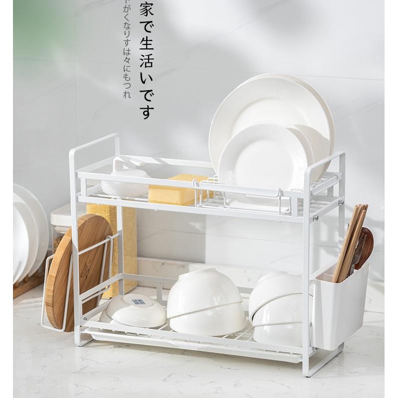 双层沥水篮可移动厨房收纳碗碟架调料筷子筒日式置物架家用