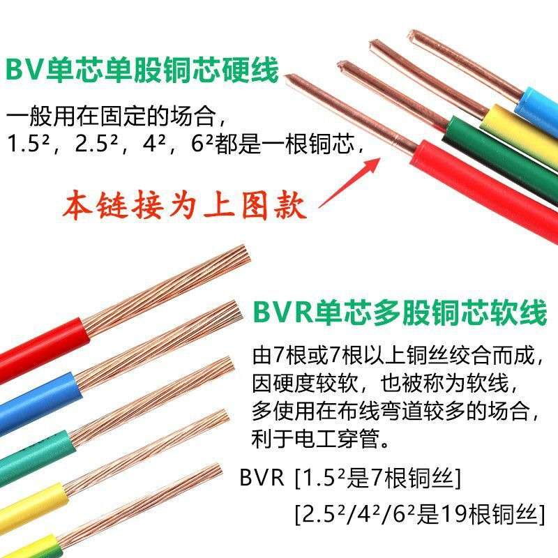 上上电线BVR1/1.5/2.5/4/6/10平方多股铜丝软线国标纯铜电缆家装