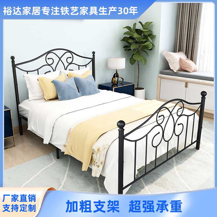 简约成人单层铁架床公寓酒店铁艺床家用小户型1.5米儿童床