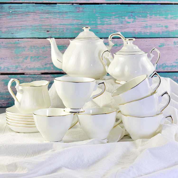 15头骨瓷咖啡具套装 陶瓷咖啡杯英式下午茶茶具套装印制加画面