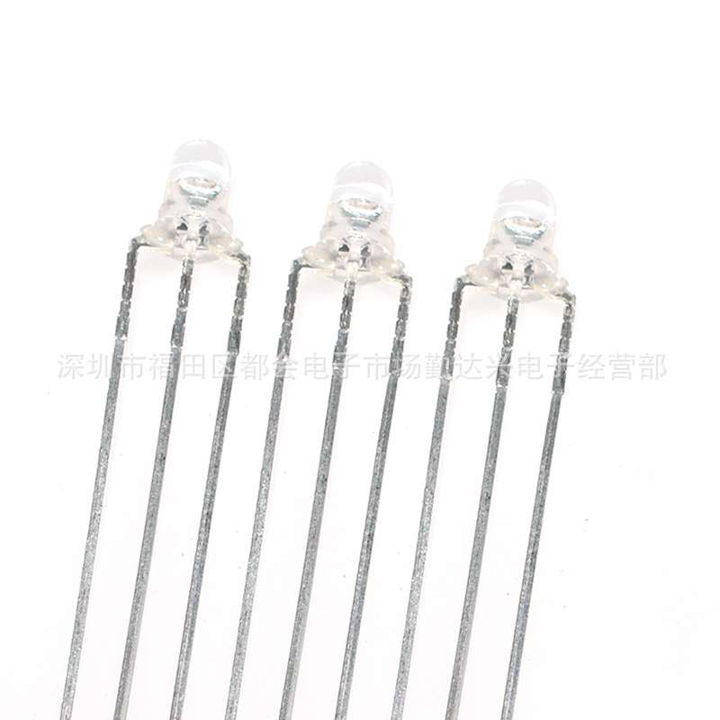 F3/3mm红黄双色共阴透明高亮 黄红三脚双色LED灯珠发光管