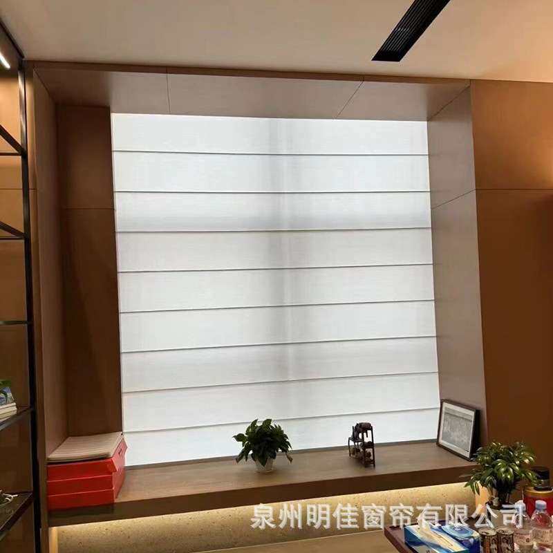 折叠罗马帘窗帘电动智能升降遮阳遮光卷帘客厅厨房卫生间阳台遮光