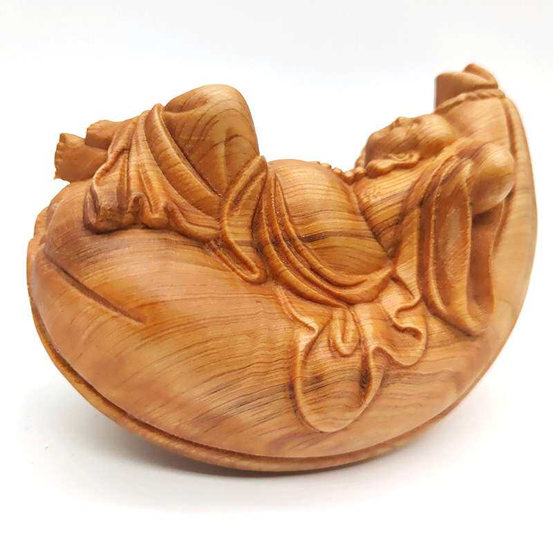柏木摇布袋弥勒摆件摆饰 规格11×8×6cm 摆饰客厅装饰工艺品厂家