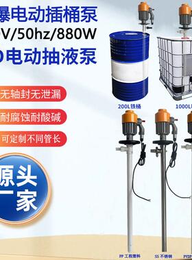 HD-EX2-V+PPHT-1200HP手提式化工抽液泵防爆油桶泵耐酸电动插桶泵