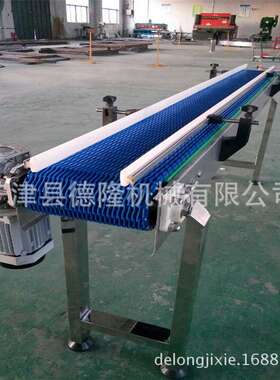 小型水平网带输送机轻型输送机蓝色塑料网带传送机挡边可调输送机