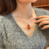 琳琯瑛天然南红葫芦项链吊坠女S925银本命年女锁骨链福禄双全配饰