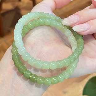 琳琯瑛天然和田玉直切手串黄口料黄玉算盘珠渐变手链手饰玉石串珠