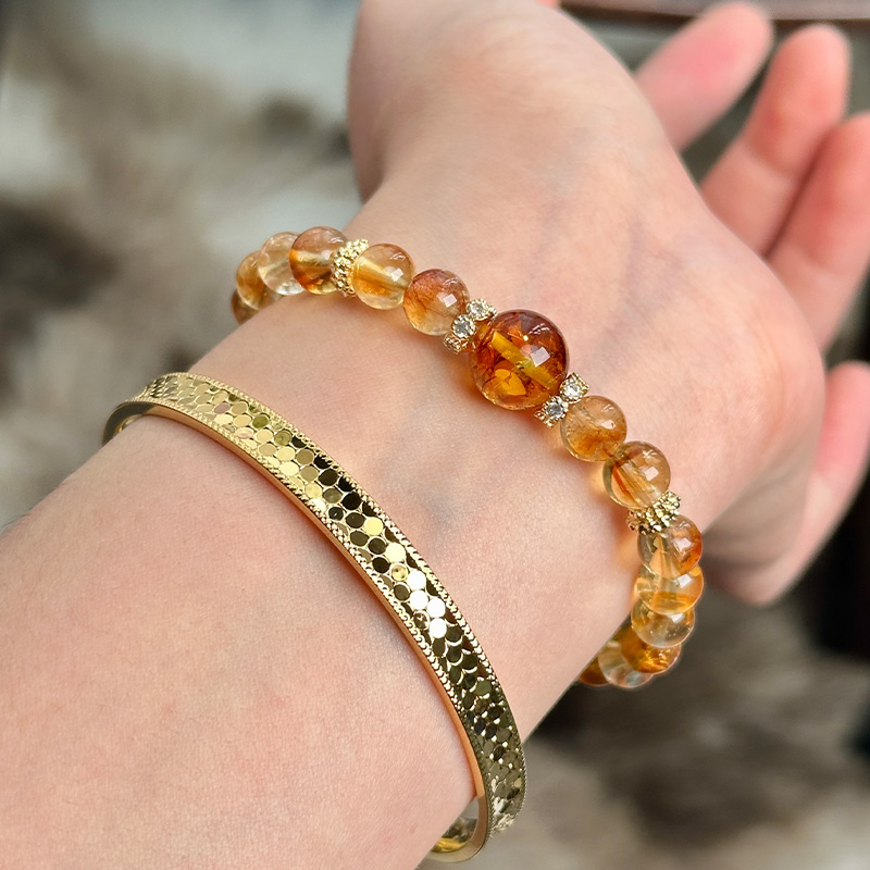 天然黄水晶招财手串高能量转运