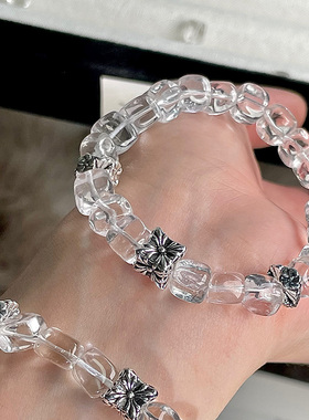 天然白水晶单圈手链女