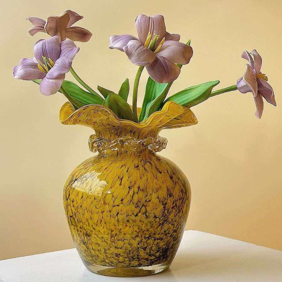 简约艺术琉璃福袋花瓶可水培摆件样板间客厅玄关餐桌插花装饰花器