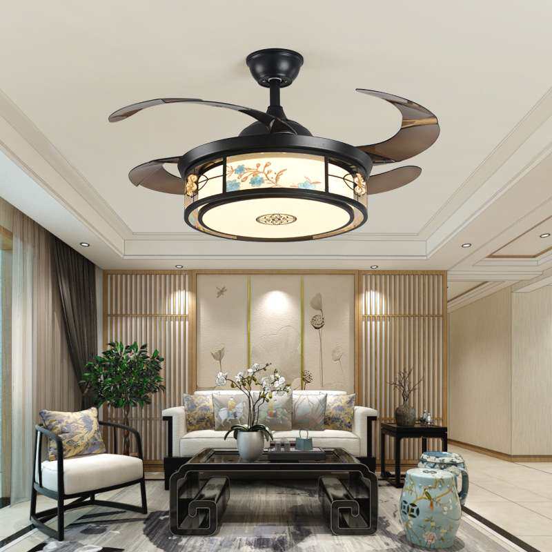 新中式吊灯带电风扇灯家用客厅遥控隐形led吊扇灯卧室饭厅餐厅灯