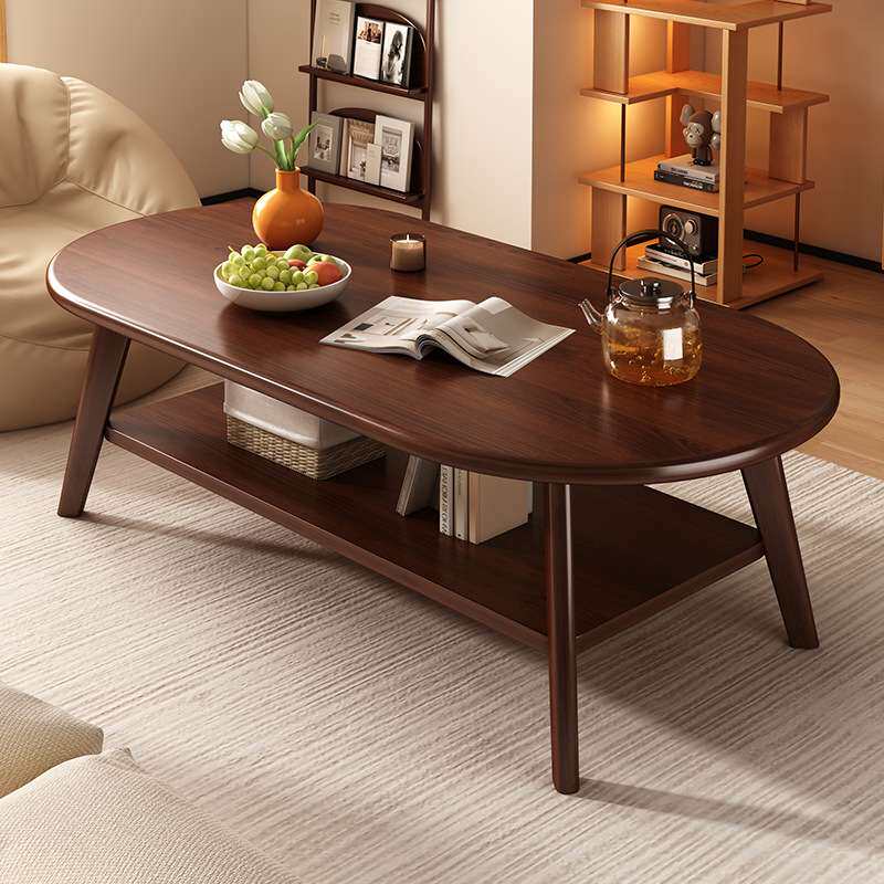 中古风实木茶几客厅家用小户型双层桌子2025新款简约简易沙发茶桌