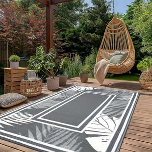 跨境爆款露营天幕房车垫PP塑料编织花园庭院草坪泳池甲板门廊地垫