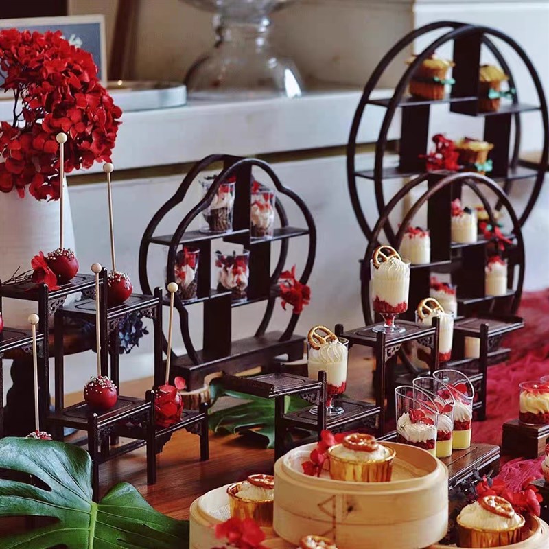 中式甜品台摆件展示架博古架新中式摆台订婚宴结婚布置Z放甜品架