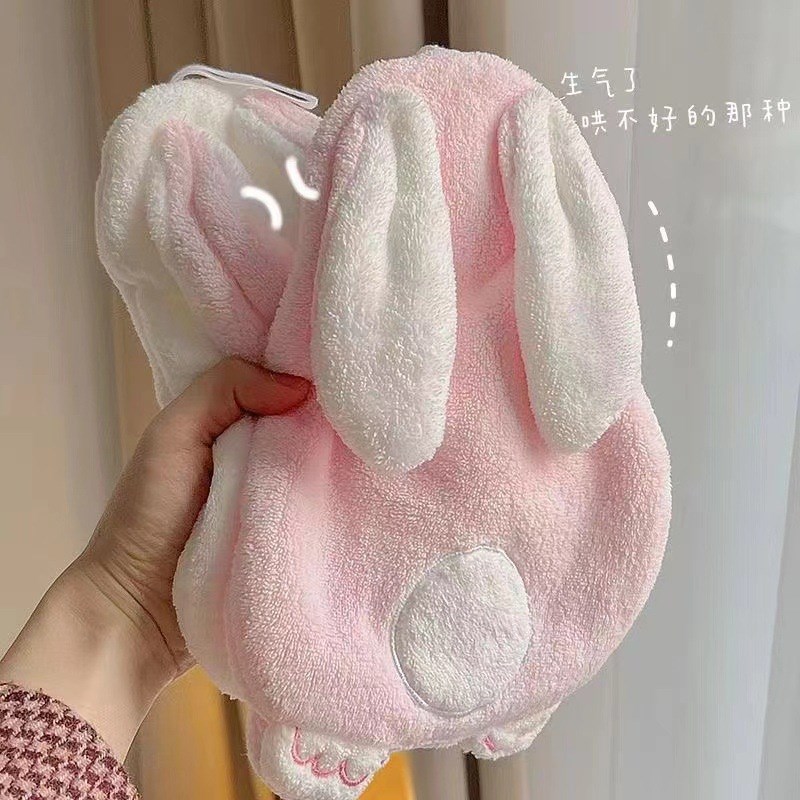 孤单星球  兔子擦手巾可挂式可B爱卡通毛巾厨房卫生间加厚珊瑚绒