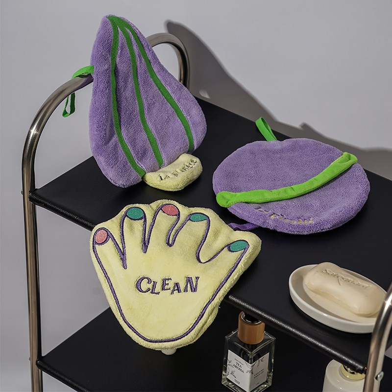 厨房擦手巾挂式可爱珊瑚绒洗手巾擦手布吸水O加厚卫生间速干小抹