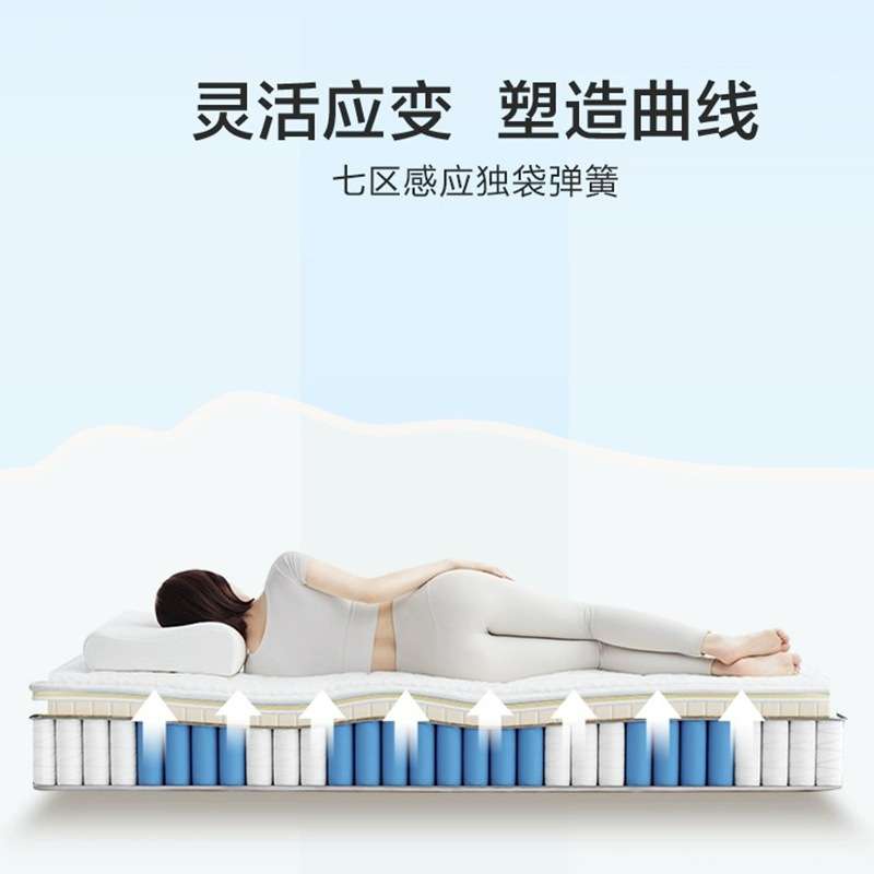 乳胶床垫软硬两用七区感应弹簧负离子乳胶黄麻床垫漾