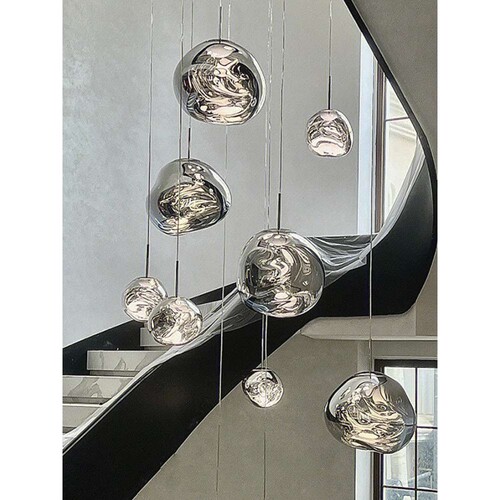 设计师款别墅熔岩吊灯loft楼梯间复式挑空后现代中空客厅餐厅吊灯