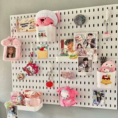 洞洞板置物架墙面免打孔学生宿舍墙上桌面壁挂式收纳W隔板架子厨