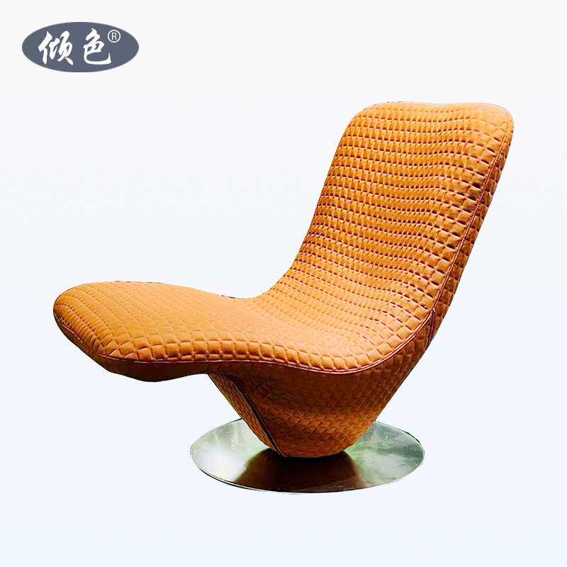 意式轻奢办公室懒人体工学沙发椅布艺家用休闲躺椅子设计师单人椅