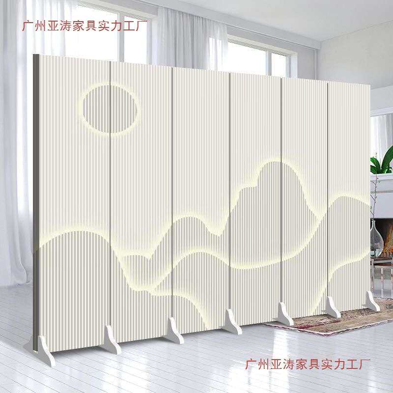 纯白色屏风隔断简约现代进门公司LOGO办公室遮挡移动折叠简易折屏