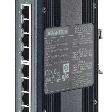 研华8 端口千兆非网管型工业以太网交换机工业交换机 EKI-2728