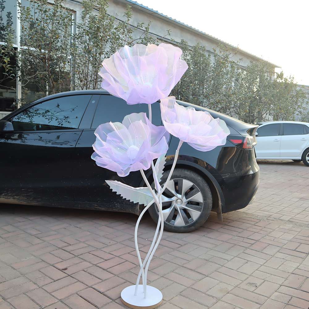 橱窗丝网罂粟花大型花户外婚礼装饰拍摄道具高端场景装饰花套装