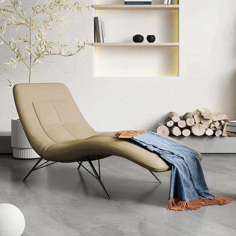 意式极简皮质沙发贵妃椅现代简约设计师网红阳台懒人单人休闲躺椅