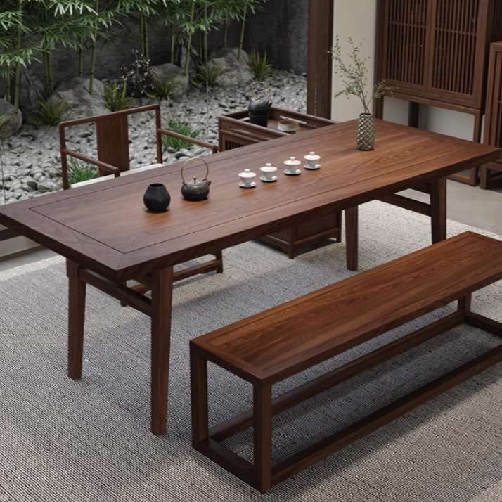 宋代美学客厅老榆木泡茶台茶室办公室高档实木茶桌椅功夫泡茶桌