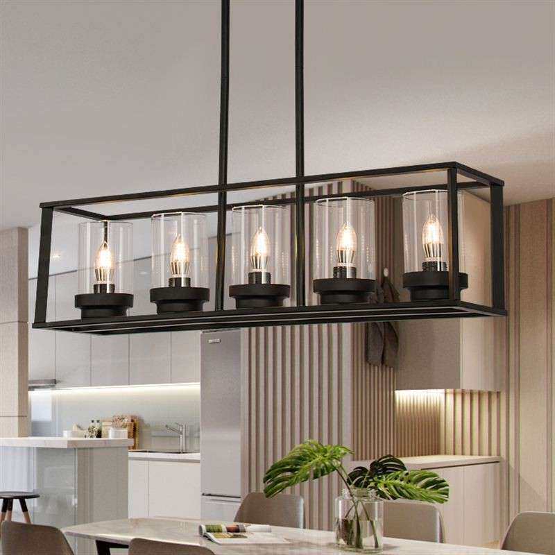 美式复古餐厅吧台玻璃吊灯工业风饭店咖啡厅店铺酒吧前台长方形灯