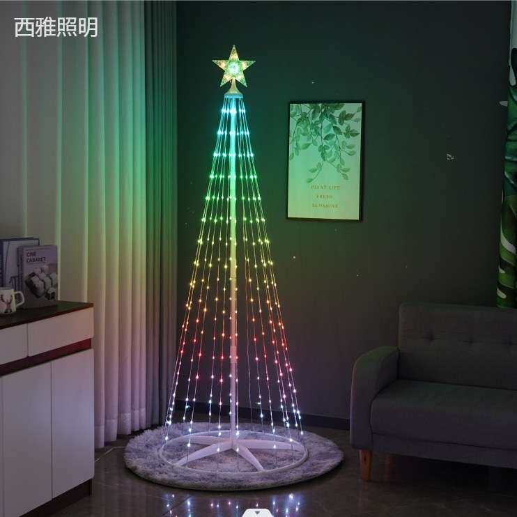 新款圣诞节摆件圣诞树皮线造型灯幻彩智能树灯拍照道具氛围装饰灯