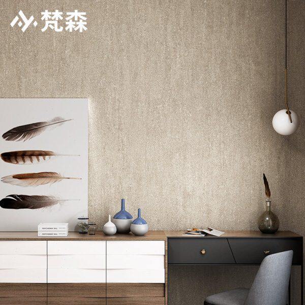 日式奶纹亚麻布墙纸非自粘高级无纺布卧室壁纸北欧灰色咖色感客厅