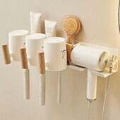 卫生间e吹风机置物架收纳cm原木o浴室支架风筒挂架子电吹风免打孔