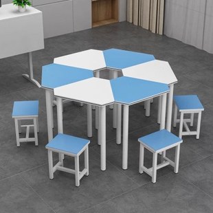 六边型活动桌椅创客课桌椅智慧教室拼接桌心理教室团辅桌阅览桌椅