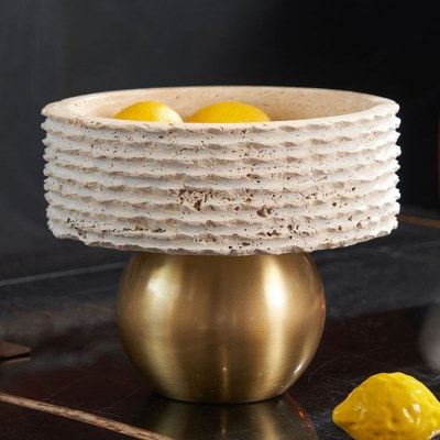 现轻奢金色洞石果盘酒店展厅样板房家居客厅茶几桌面软装摆件,饰品/流行首饰/时尚饰品新,摆件,淘宝优惠券,粉丝福利购,淘宝优惠卷