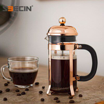 Seecin玫瑰金法压壶法式咖啡泡茶壶咖啡壶咖啡器具手冲壶礼盒装