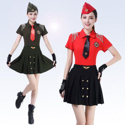 舞演出服全新女套装新款水翻领流苏广场舞短袖服团队兵纯棉修身