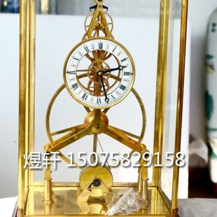 骨架钟表机械古典仿古客厅创意全铜玻璃罩仿古董法国台钟壁炉摆件