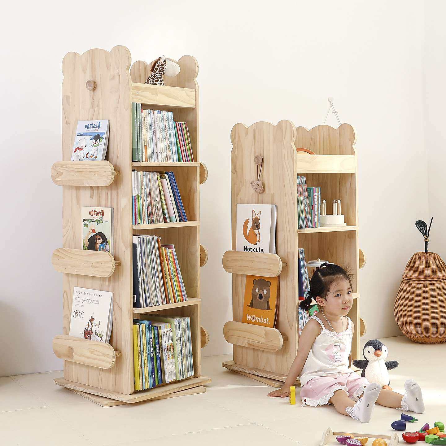 实木360度旋转书架儿童绘本架落地可移动置物架家用多层转角书柜,鲜花速递/花卉仿真/绿植园艺,割草机/草坪机,淘宝优惠券,粉丝福利购,淘宝优惠卷