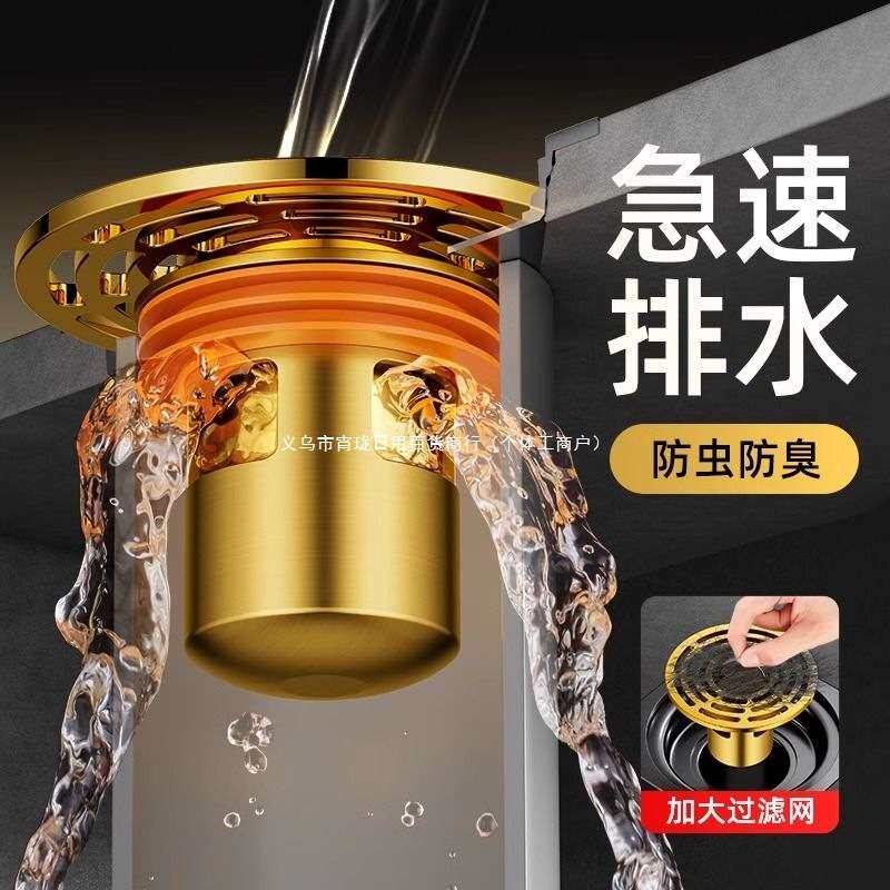 家韵全铜地漏防臭器卫生间通用下水管道防返臭神器内芯防反水地漏