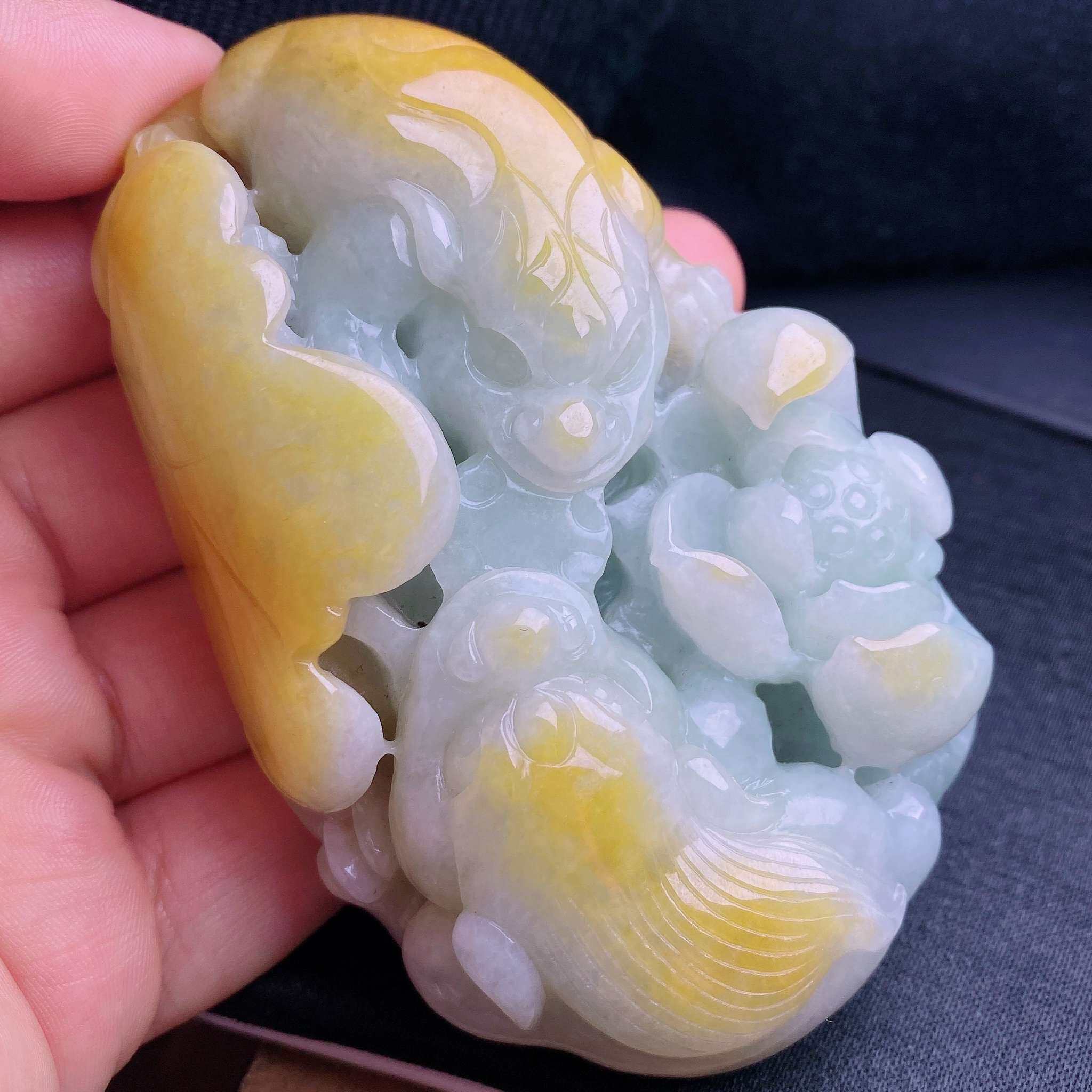 缅甸天然翡翠a货冰黄翡金蟾手玩件小摆件swj卡86.1-59.3-26.5mm