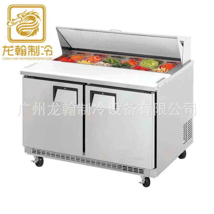 双门不锈钢冰箱 工作台 美式沙拉台 披萨操作台 pizza prep table