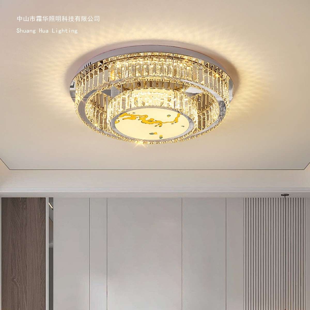 卧室灯主卧2025新款水晶吸顶灯房间现代简约轻奢灯具水晶灯客厅灯